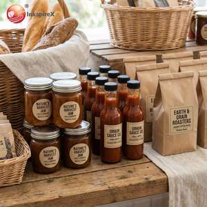 Etiqueta de embalaje ecológica personalizada para contenedor de alimentos, rollo de impresión impermeable, etiqueta adhesiva para alimentos orgánicos veganos y vegetales - Product Image 1