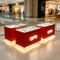 Comptoir de Magasin d'Optique Moderne en Verre Trempé avec Éclairage LED, Vitrine d'Exposition de Lunettes, Vente en Gros Usine