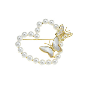 Butterfly Pearl Brooch With Shell Inlay Zinc Alloy Party Corsage Pin Accessory - Product Image 5