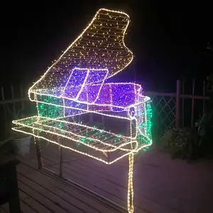 Праздничное светодиодное освещение в форме пианино, красная сетка с перфорацией, ландшафтный музыкальный инструмент, неоновое украшение meпокры