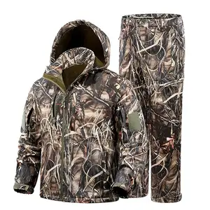 Custom Fishing Hoodie Men Camo Waterproof Outdoor Suits OEM Print Cotton Winter Hunting Jacket Camouflage Pants