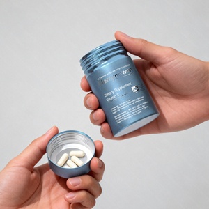 Boîte à pilules ronde en aluminium de qualité alimentaire, écologique, personnalisée, avec finition brillante et bouchon à vis, organiseur de capsules - Product Image 1