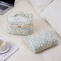 Organisateur de maquillage en toile à motif floral élégant, grande capacité, sacs de rangement cosmétiques portables avec fermeture éclair pour les voyages