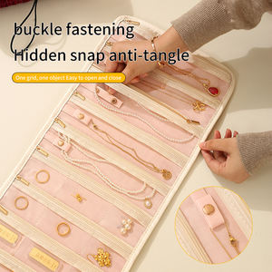 귀걸이, 목걸이, 반지, 팔찌 용 접이식 롤 쥬얼리 주최자 보관 가방 - Product Image 4