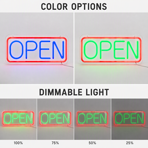 Enseigne ouverte à LED bleue et rouge avec bordure néon à intensité variable pour vitrine de magasin, restaurant, bar et présentoir de vente au détail - Product Image 4