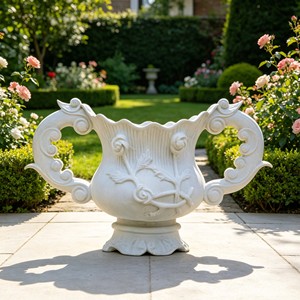 Support à fleurs en pierre sculptée avec tête d'animal de style européen classique, grande jardinière extérieure personnalisée pour hôtels, clubs, parcs et projets d'aménagement - Product Image 6