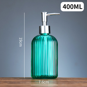 Disponibile Dispenser di Sapone Liquido in Vetro Colorato da 400 <span class=keywords><strong>ml</strong></span>, Bottiglia con Pompa per Gel Doccia, Shampoo, Igienizzante Mani - Product Image 4