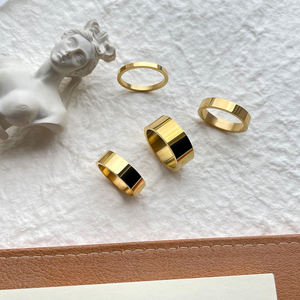 Engravable תכשיטי החסר זהב סיגר להקת טבעת הצהרת טבעת באיכות גבוהה טוב מחיר מינימליסטי נירוסטה טבעות - Product Image 5