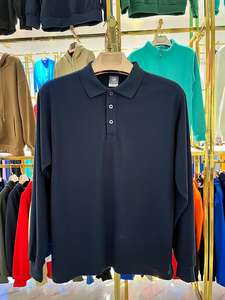 100% コットン長袖メンズポロシャツカスタムロゴ印刷刺繍無地ワーク長袖ポロシャツメンズ - Product Image 2