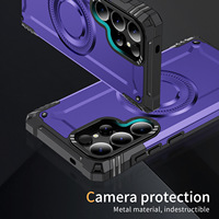 Coque de téléphone magnétique pour Samsung S25Edge S24FE S23 Ultra Plus Support de caméra Housse antichoc résistante aux rayures pour Galaxy A26 A56