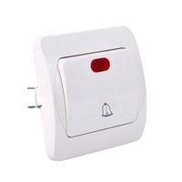 Interruptor de timbre con luz, pulsador de botón estándar europeo 10a 220-250v, Dingdong, 1 banda