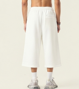 Shorts Capri en Coton Blanc Uni pour Homme, Taille Mi-Haute avec Cordon de Serrage, Style Décontracté, Respirant, Écologique, Infroissable, en Toile de Haute Qualité - Product Image 2