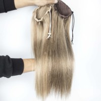 Extensions de queue de cheval en cheveux humains 100 % naturels, qualité salon, lisses, avec cordon de serrage, vente en gros, fournisseur en vrac