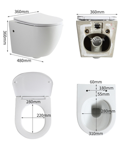 <span class=keywords><strong>WC</strong></span> <span class=keywords><strong>suspendu</strong></span> moderne en céramique sans bride, à fixation murale - Product Image 6