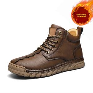 <span class=keywords><strong>Haute</strong></span> qualité nouveau velours d'hiver chaud mi-haut semelle souple décontracté grande taille bottes pour hommes - Product Image 4