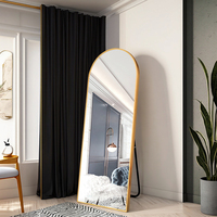 Miroir sur pied arqué avec cadre métallique fin pour chambre, salon, entrée, dressing - Vente en gros
