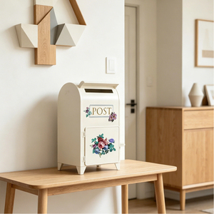Boîte aux <span class=keywords><strong>lettres</strong></span> décorative autoportante en fer de style européen vintage avec motif floral pour usage extérieur, maison et jardin OEM&ODM - Product Image 3