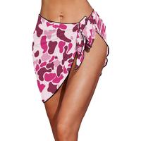 Sarong de plage pour femme, style populaire, imprimé camouflage arc-en-ciel multicolore personnalisé, jupe enveloppante pour les vacances d'été à la plage Aloha