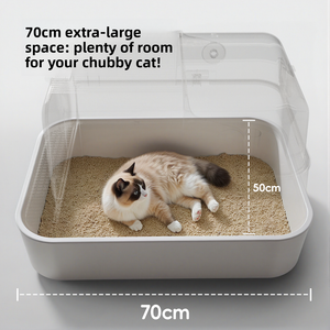 Caja de arena para gatos Extra grande de 70cm, inodoro <span class=keywords><strong>antisalpicaduras</strong></span> y a prueba de olores de acero inoxidable para gatos Maine Coon, antiadherente, fácil de limpiar - Product Image 2