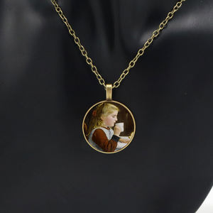 Kalung foto kustom liontin kaca rantai dengan Museum karya seni untuk hadiah Natal hadiah promosi bisnis - Product Image 3