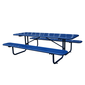 Mobili per esterni commerciali lungo semplice in acciaio campeggio tavolo da Picnic <span class=keywords><strong>ristorante</strong></span> esterno parco tavolo da pranzo in metallo impermeabile panca - Product Image 5