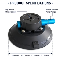 Ventouse robuste de 4,5, 5 et 6 pouces avec filetage M6, M8, 1/4, 3/8 pour support de caméra de toit de voiture Starlink