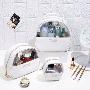 Pochette de toilette de luxe pour femmes, sac de maquillage personnalisé avec logo, sacs cosmétiques transparents portables, vente en gros - Product Image 4