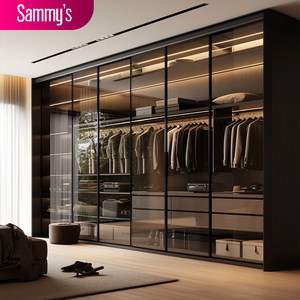 Armoire moderne extensible en bois de luxe pour chambre à coucher Sammy, design personnalisé, meubles pour villa, dressing - Product Image 1