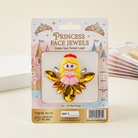 Autocollants de bijoux pour le visage Princesse Jaune, strass autocollants en cristal pour l'art corporel des enfants, idéaux pour les fêtes et festivals