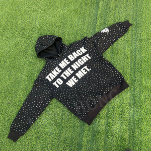 Sweat à capuche personnalisé épais 500 g/m² avec strass, sweat-shirt à capuche avec logo imprimé surdimensionné - Product Image 5