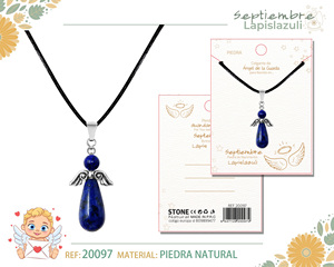 Ciondolo angelo custode con September Birthstone lapislazzuli catena di diamanti in ottone placcato oro perla-elegante collana a maglie - Product Image 6