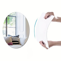 Miroir de salle de bain ovale en acrylique anti-explosion, style nordique, sans perçage, miroir souple pour toilettes, miroir adhésif pour la maison