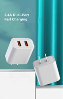 Adaptador de Corriente Eléctrico Mini de 5V 2.4A con Doble Puerto y Protección Contra Cortocircuitos, Enchufe US/EU para Teléfonos Android