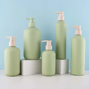 250ml 300ml 500ml 1000ml plastik boston yuvarlak omuz şişesi losyon pompası ile şampuan erkekler için