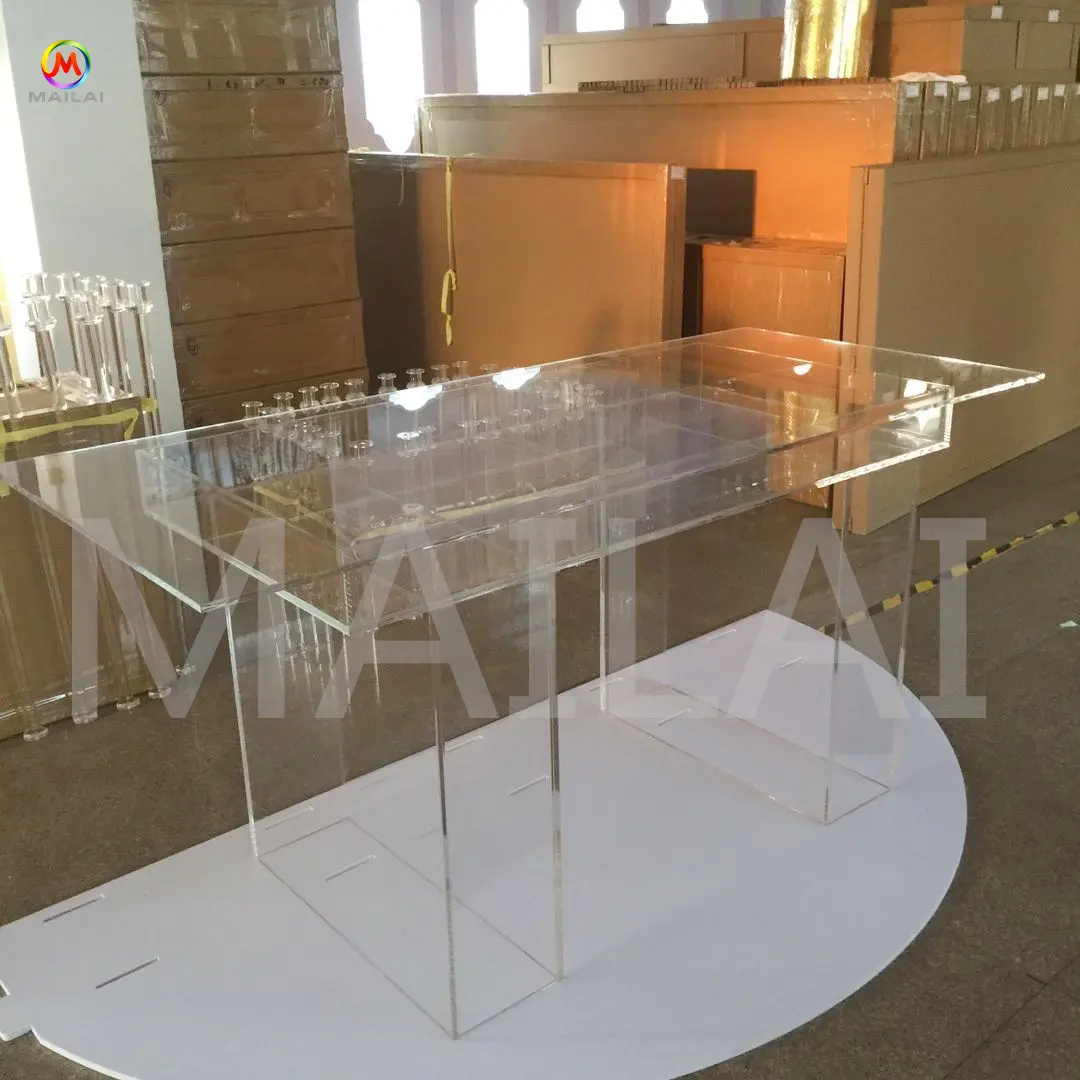 MESA DE BODA transparente para comedor, mesa de acrílico para exteriores