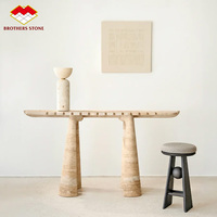 Table console moderne personnalisée avec plateau en travertin pour chambre et couloir, table d'appoint pour maison, villa, hôtel