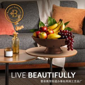 Corbeille à fruits en bois avec trous d'aération, plateau à fruits en bois massif pour le rangement des produits frais - Product Image 2