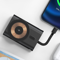 Support magnétique portable 2-en-1 avec mini batterie externe 5000 mAh et chargeur sans fil à charge rapide 18W Type-C, multi-usage pour l'extérieur