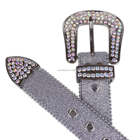 Ceinture Western Sundo Grande Taille en PU avec Strass en Cristal et Boucle en Alliage Doré Scintillant pour Hommes et Femmes – Vente en Gros