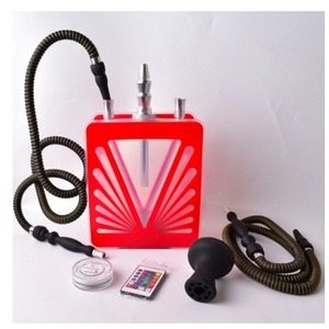 Kit Chicha Portable de Voyage avec Mini Éclairage LED, Tuyau en Silicone et Plastique Écologique Durable, Bol Phunnel et Poignée - Product Image 4