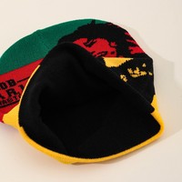 Gorro de Punto Jacquard con Bordado 3D, 100% Acrílico, a Rayas, con Botones, para Exteriores, Personalizado, Estilo Hip-Hop, para Hombre, Estilo Rasta