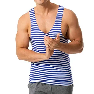 Custom wholesale Men sexy crew neck gym tanks muscle singlet bodybuilding vest mens cut off fitness striped tank top shirt