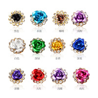 Fixation de griffe à chaud strass Base en vrac or Zircon alliage d'aluminium perles de fleur de Rose pour vêtements accessoires de bijoux de bricolage