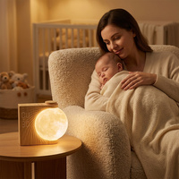 Despertador con Luz de Amanecer, Lámpara de Noche con Forma de Luna, Doble Alarma, Función de Repetición, 10 Opciones de Sonido y Efectos de Color para Dormitorio