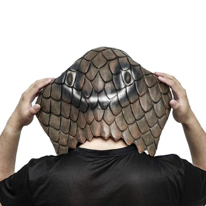 หน้ากากคอสเพลย์งูเห่าสุดหลอน หน้ากากงูทำจากยางลาเท็กซ์เหมือนจริง ครอบคลุมทั้งศีรษะ สำหรับงานคาร์นิวัลและอุปกรณ์ประกอบฉากคอสเพลย์สยองขวัญ - Product Image 3