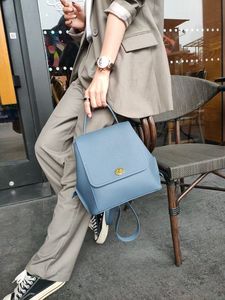 Sacs à dos élégants pour femmes, mode coréenne, sac à dos classique en cuir de vache véritable, sacs à bandoulière de voyage pour femmes, en cuir de vache - Product Image 3