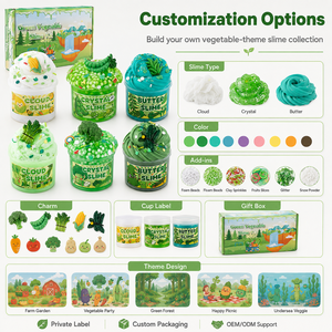 Kit de Slime Vegetal Verde al por Mayor, 6 Vasos de Slime de Cristal Nube, Juguete Sensorial Antiestrés, Set de Caja de Regalo Personalizada OEM - Product Image 5