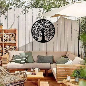 Decoración de Pared de Estilo Europeo, <span class=keywords><strong>Simple</strong></span>, de Metal, para el Hogar, Adorno Colgante de Hierro Cortado con Láser, Árbol de la Vida - Product Image 4