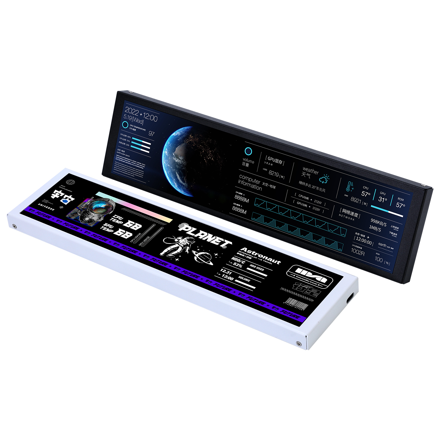 ブラック電子レジスター LCDディスプレイ TURZX 9.2 Inch USB-C Secondary Screen, IPS 1920x462 LCD Panel for