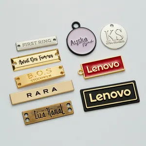 Groothandel Kleding Tag Accessoires Custom Merk Logo Gegraveerd Naaien Brief Metalen Labels Naaien Voor Handtassen